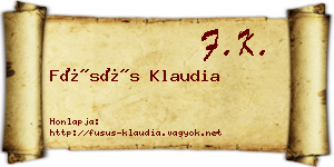 Füsüs Klaudia névjegykártya